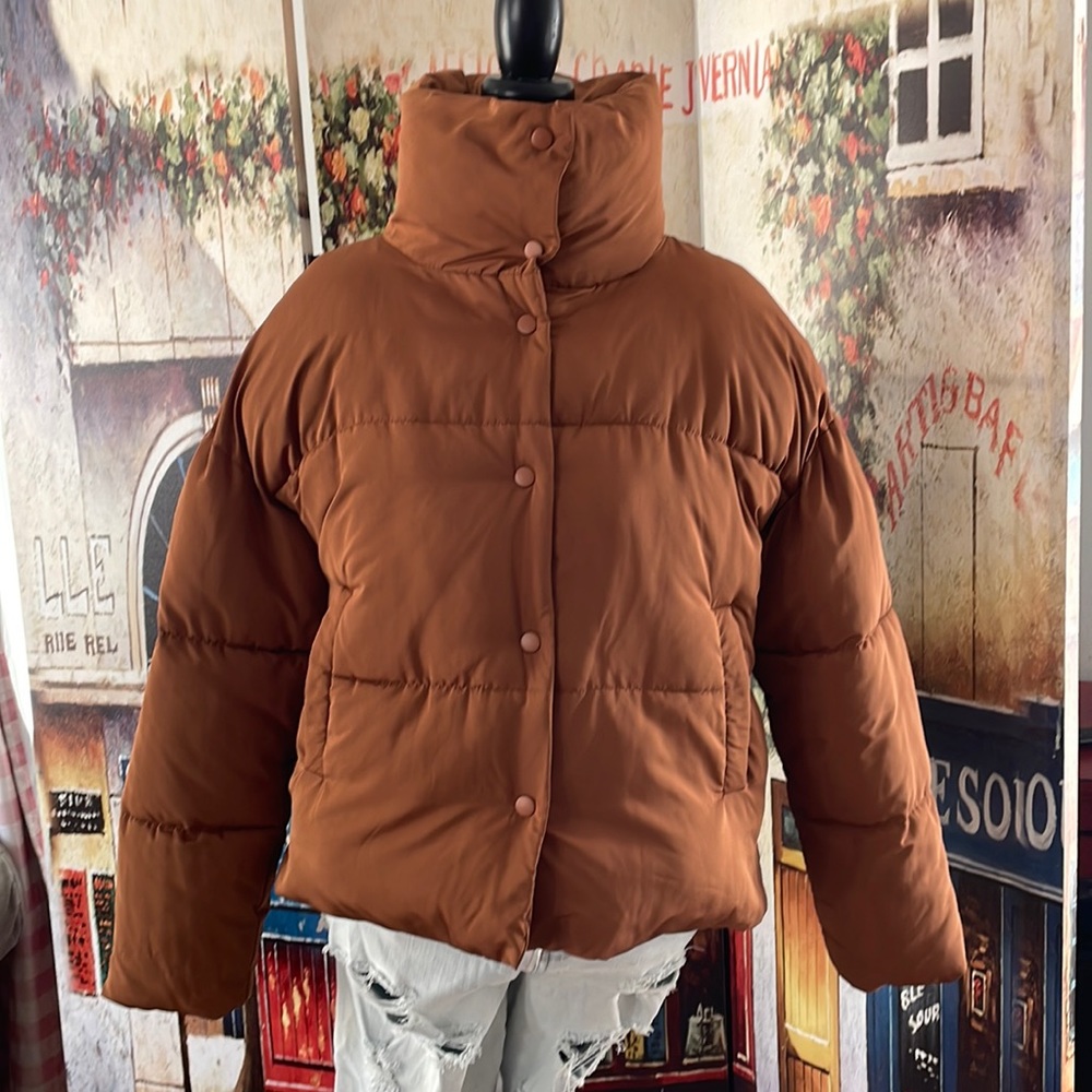 Free People Rust Brown Puffer Jacket